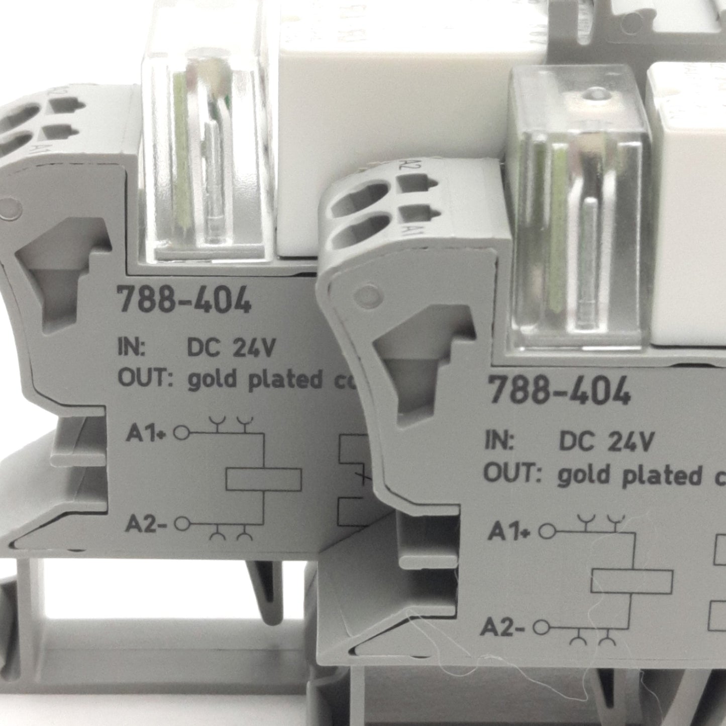 New – Open box Lot of 2 Wago 788-404 Relays & Sockets, SPDT 250VAC 16A, DIN Rail, 24VDC Coil