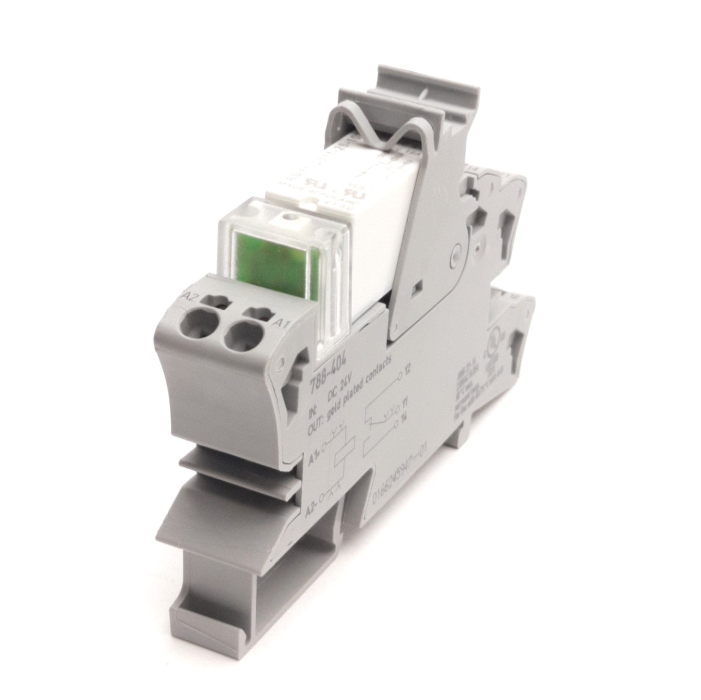 New – Open box Lot of 2 Wago 788-404 Relays & Sockets, SPDT 250VAC 16A, DIN Rail, 24VDC Coil