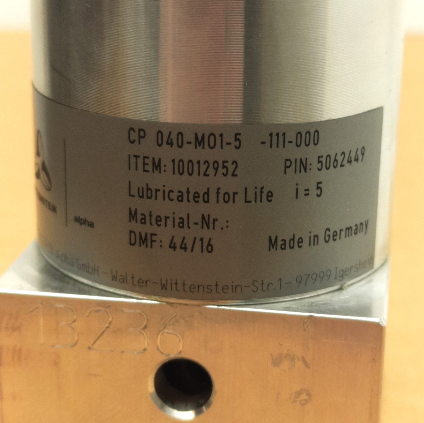 New Wittenstein CP040-M01-5-111-000 Gearbox, 5:1, 11.5Nm, For Beckhoff AM8111