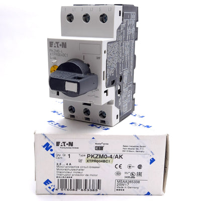 New Eaton PKZM0-4/AK XTPR004BC1 Motor Protective Circuit Breaker, 3-Pole, 2.5-4A