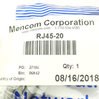 New Lot of 10 Mencom RJ45-20 Ethernet Patch Cable, Cat5e, RJ45 Male, 20ft Length