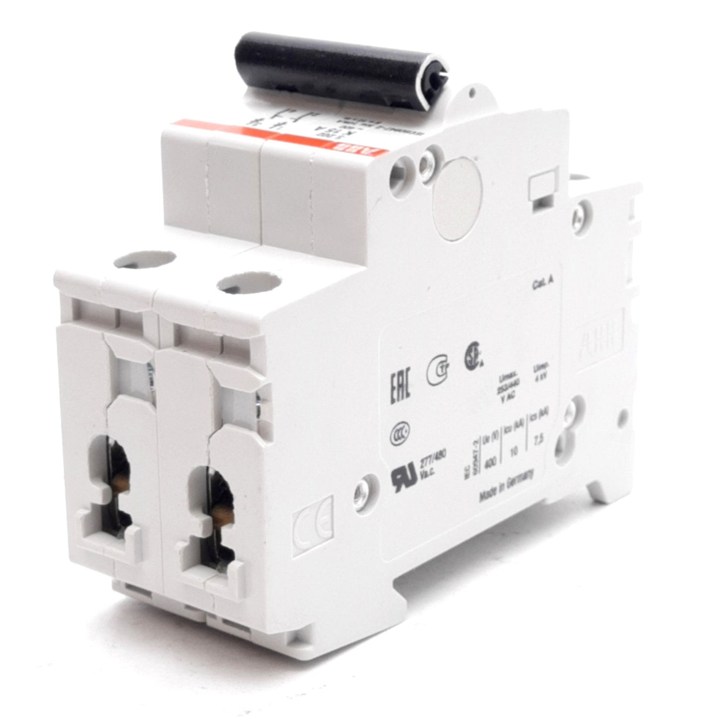 New – Open box Lot of 2 ABB S202-K15 Circuit Breaker, 2-Pole, K-Curve, 277/480VAC 15A, DIN Rail