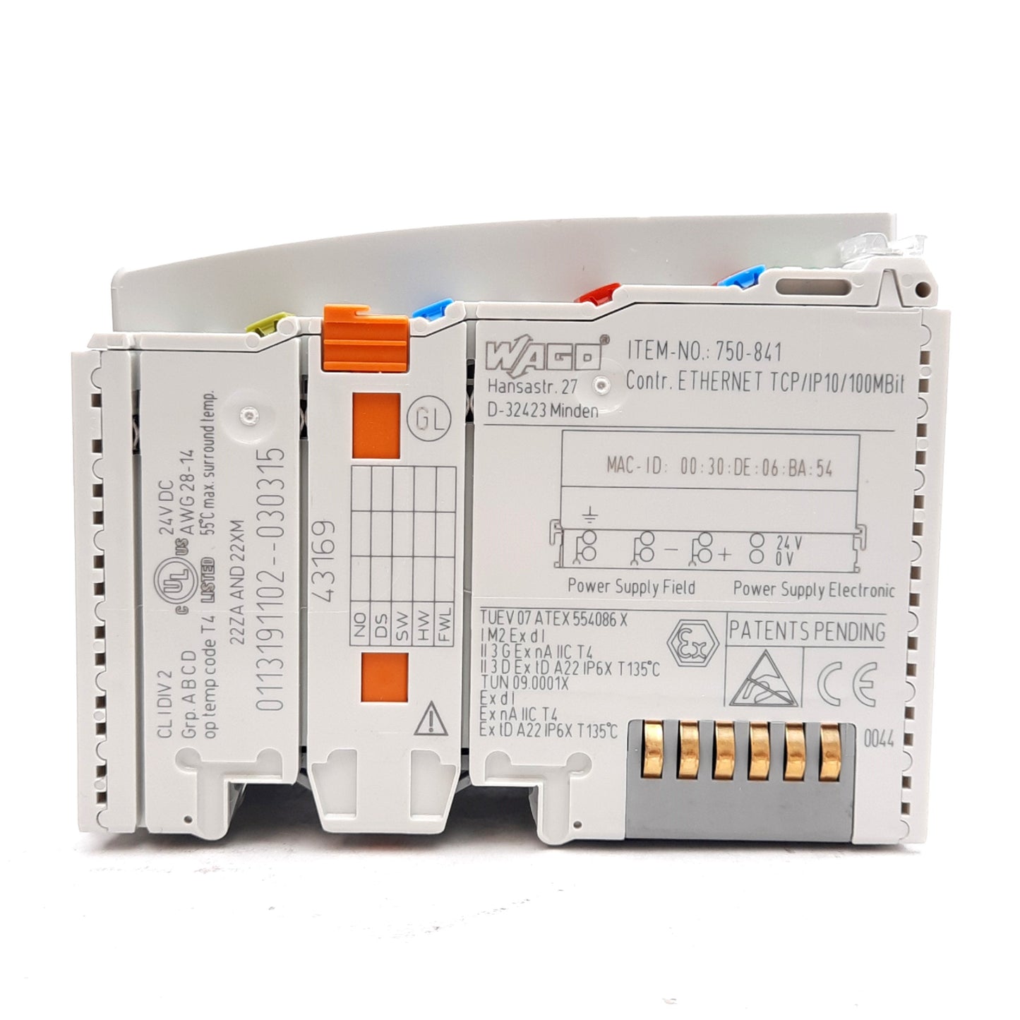 New Wago 750-841 Programmable Fieldbus Controller, RJ-45 Ethernet 10/100Mbit, 24VDC