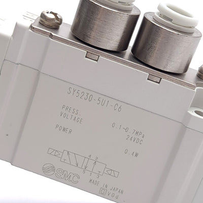 New SMC SY5230-5U1-C6 Double Solenoid Valve, 2-Pos 5-Port, 24VDC Coil, 0.1-0.7MPa