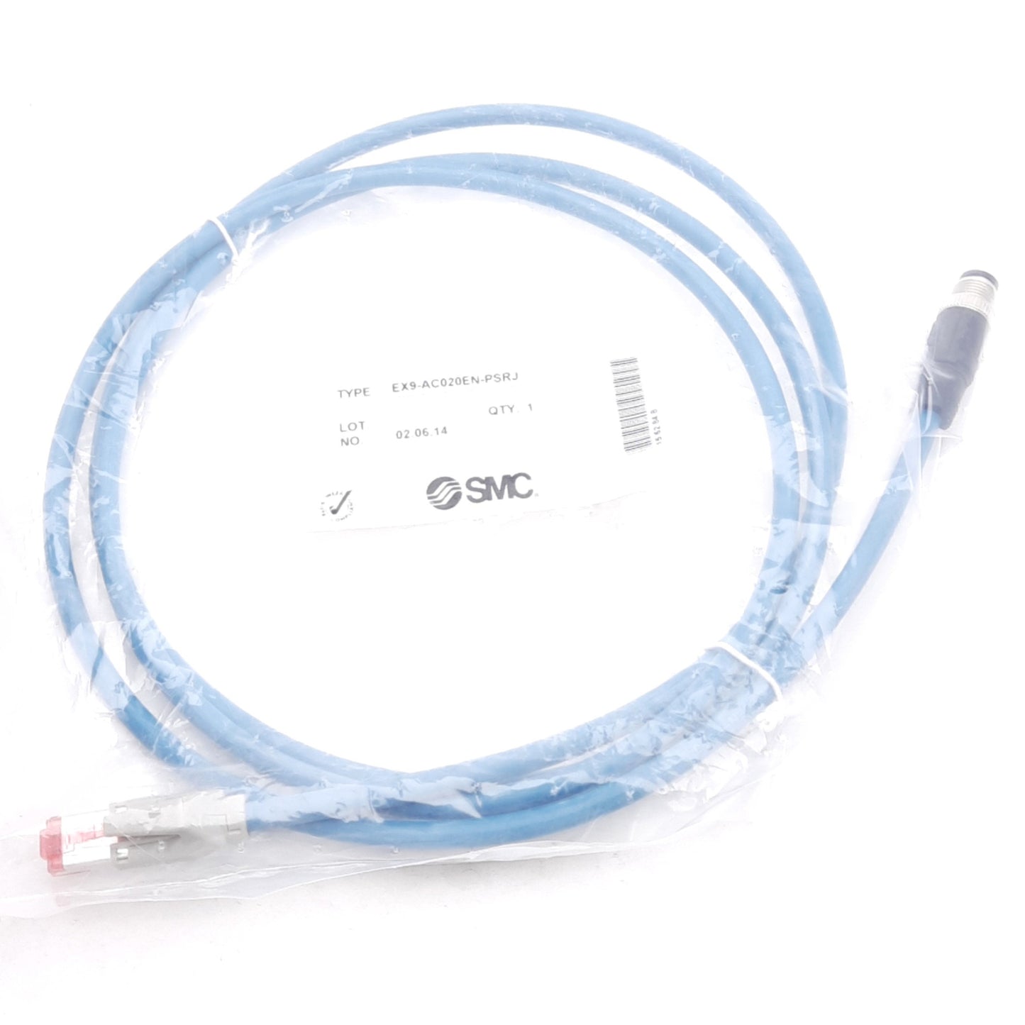 New SMC EX9-AC020EN-PSRJ Communication Cable, RJ-45 to M12 4-Pin Male, 2m Long