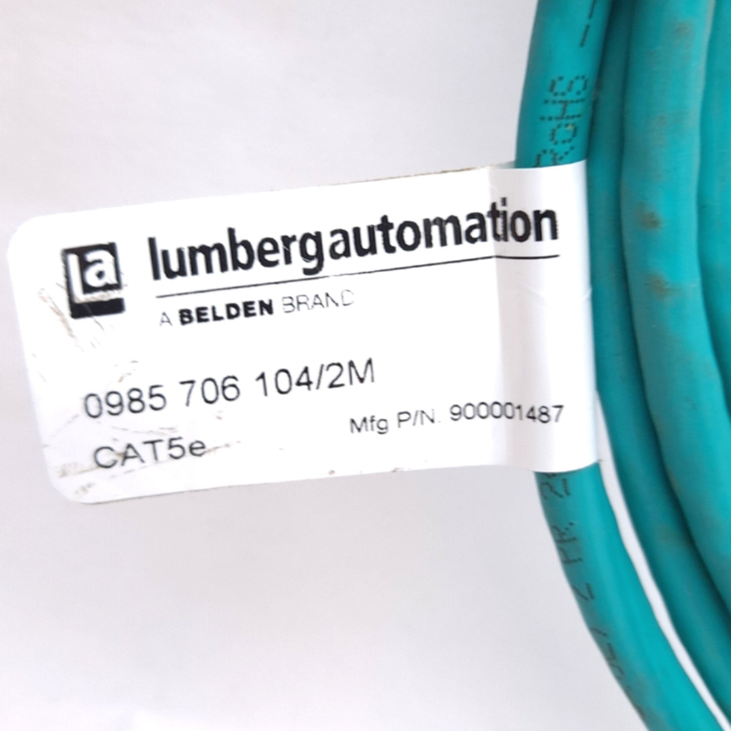 New Lumberg 0985 706 104/2M Ethernet Cable Cat5e, M12 4-Pin Female to RJ45 Male, 2m