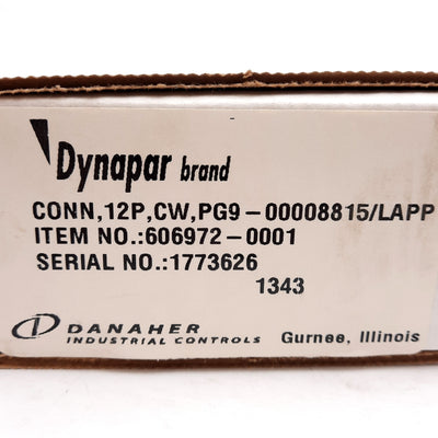 New Dynapar 606972-0001 Field Wireable Connector M23 12-Pin Female, Solder Cup, 7.5A