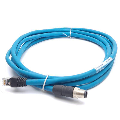 New Lumberg 0985 YM57530 103/3M Ethernet Cable Cat5e, M12 4-Pin Male to RJ45, 3m