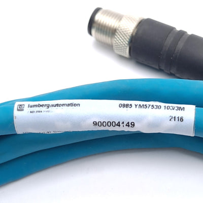 New Lumberg 0985 YM57530 103/3M Ethernet Cable Cat5e, M12 4-Pin Male to RJ45, 3m