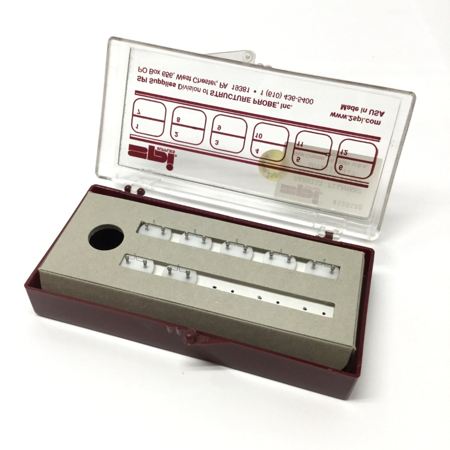 New – Open box Lot of 7 SPI 5201RB Tungsten Hair Pin Electron Microscope Filaments AEI/Leica