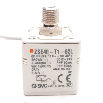 New SMC ZSE40-T1-62L Digital Pressure Switch, -101.3~10.0kPa, 12-24VDC, NPT1/8