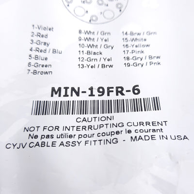 New Mencom MIN-19FR-6 MIN Size III Receptacle 19-Pin M25 Female to Flying Leads, 6ft