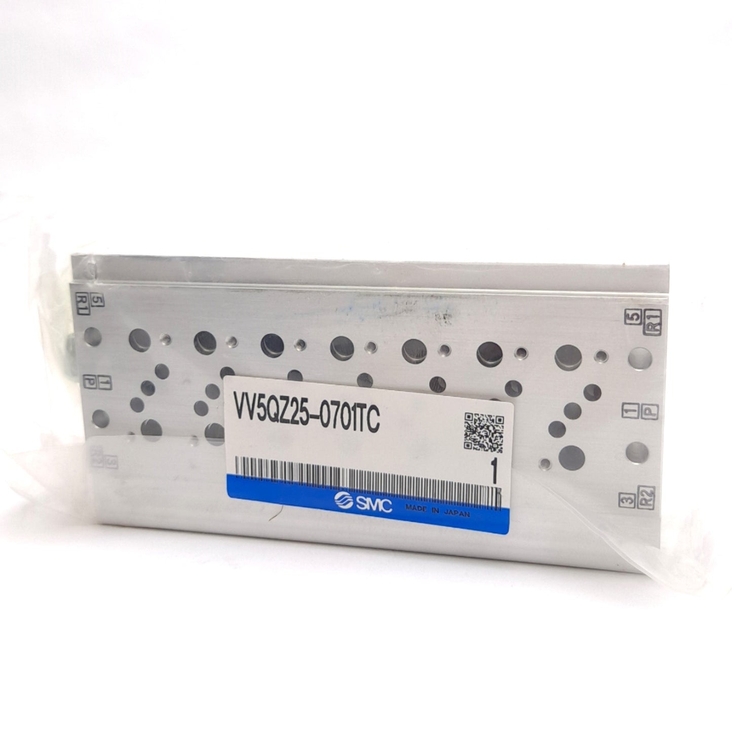 New SMC VV5QZ25-0701TC Base Mounted Manifold, 7-Station, 1/8in NPTF Ports, 0.7MPa