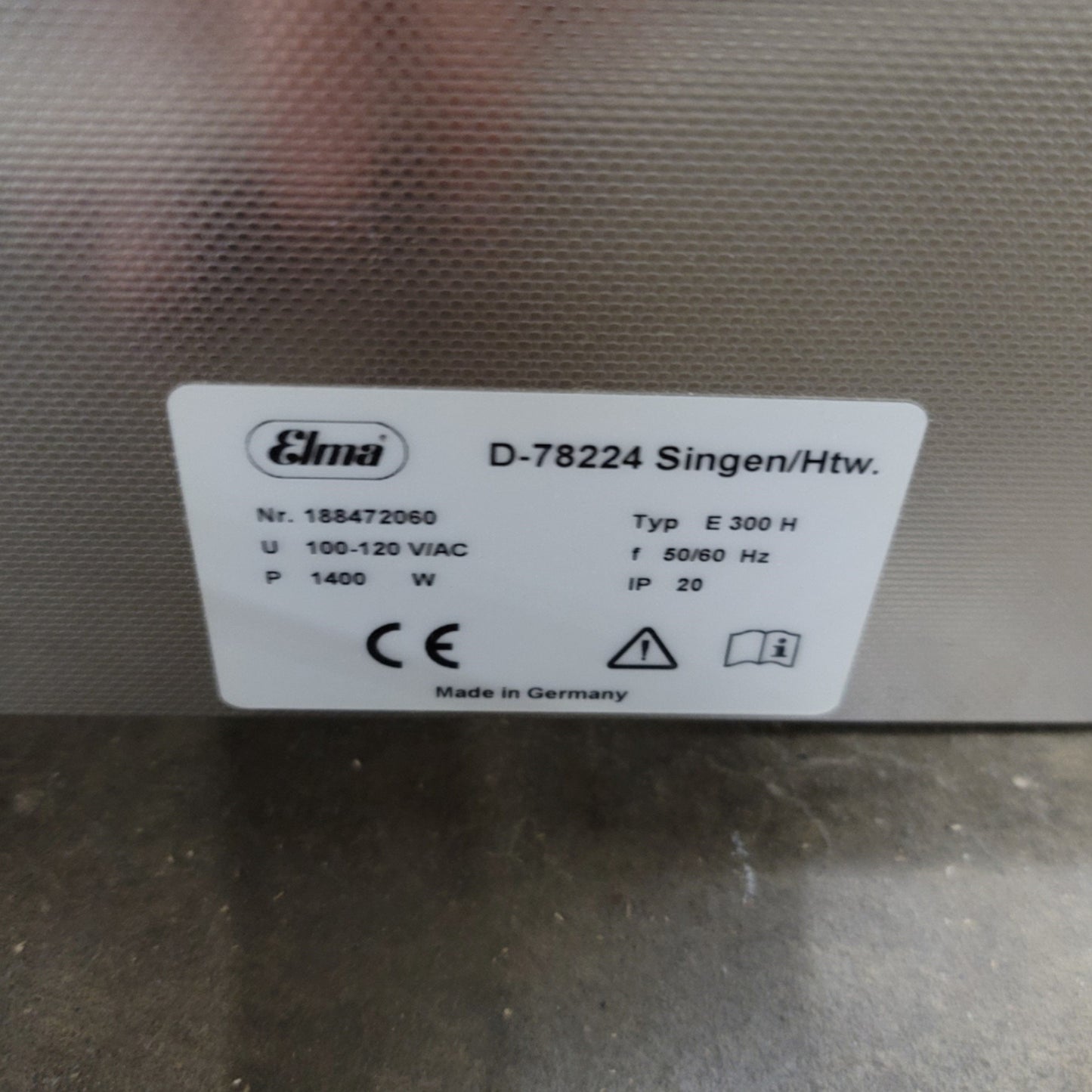 Used ELMA E 300 H Elmasonic Ultrasonic Cleaner 1200W, 37kHz, 27L, 30° To 80°C, 120VAC