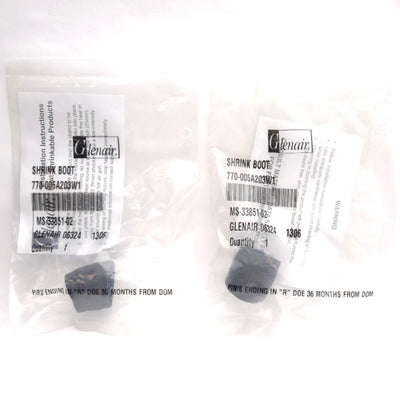 New Lot of 2 Glenair 770-005A203W1 Non-Lipped Right Angle Shrink Boot, Zero Halogen