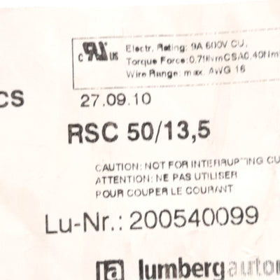 New Lot of 3 Lumberg RSC 50/13.5 Field Serviceable Connector 5-Pole, Mini 7/8in Male