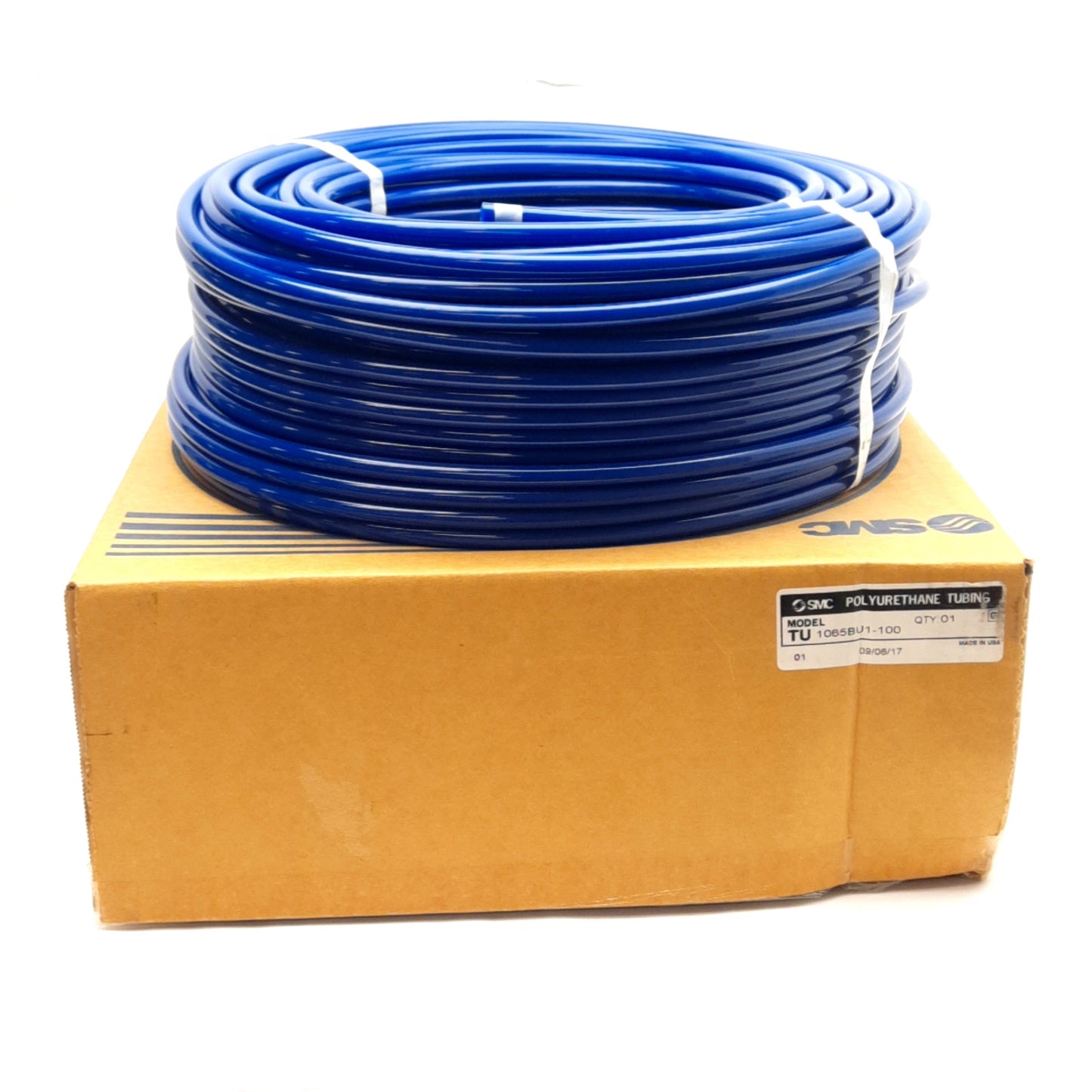 New SMC TU1065BU1-100 Polyurethane Tubing, ø10mm OD, ø6.5mm ID, Blue, 0.8MPa, 100m