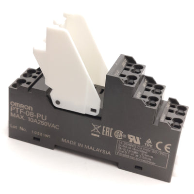New – Open box Omron PTF-08-PU Relay Socket Base, 10A 250VAC, DIN Rail Mount, 8-Pins