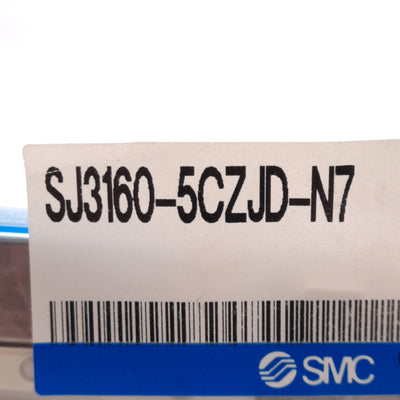 New SMC SJ3160-5CZJD-N7 Solenoid Valve, 0.15-0.7MPa, ø1/4in One-Touch, 24VDC Coil