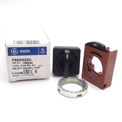 New General Electric P9SSMZ0N 186200 Knob Selector Switch, 3-Positions Fixed