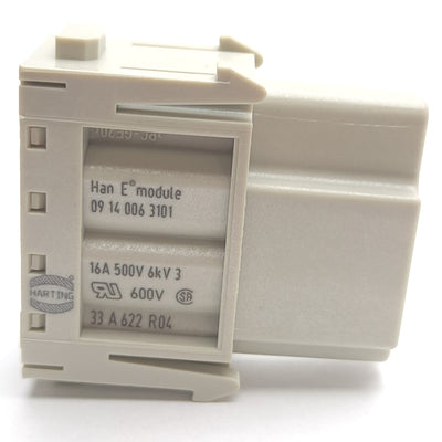 New – Open box Lot of 4 Harting 09140063101 6-Position Connector, Han E Module, Crimp Female