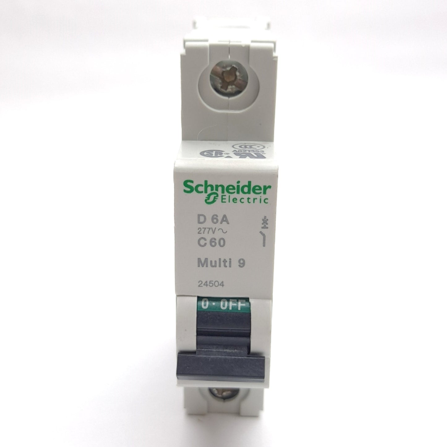 New – Open box Lot of 2 Schneider Electric 24504 Miniature Circuit Breaker, 1-Pole, 277VAC 6A