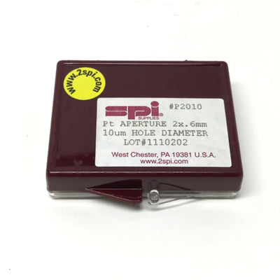 New SPI P2010 Electron Microscope Platinum Aperture 2mm OD x 0.6mm Thick x 10µm Hole