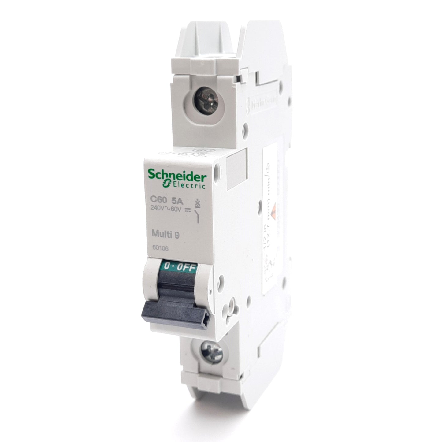 New Schneider Electric 60106 Circuit Breaker, C-Curve, 5A 240VAC/60VDC, DIN Rail