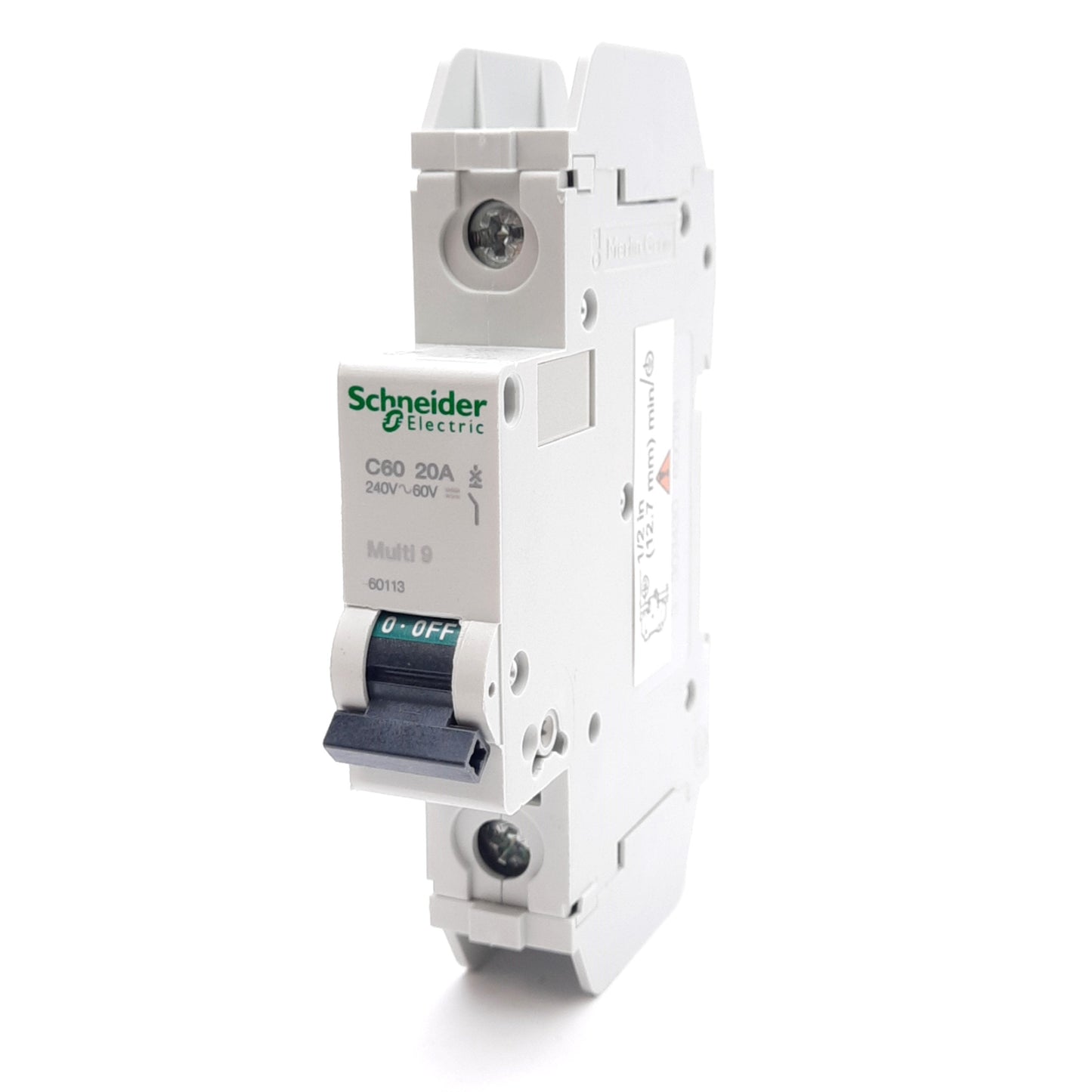 New Schneider Electric 60113 Circuit Breaker, C-Curve, 20A 240VAC/60VDC, DIN Rail