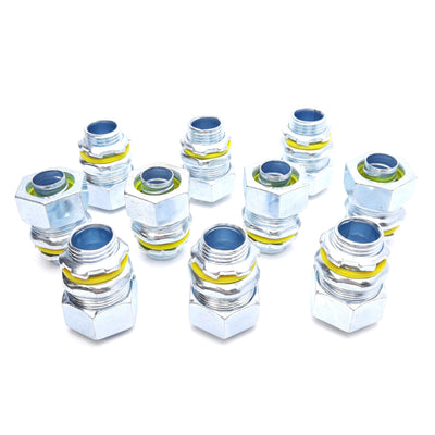 New Lot of 10 Hubbell 3402 Liquid-Tight Straight Conduit Connector, 1/2in Trade Size