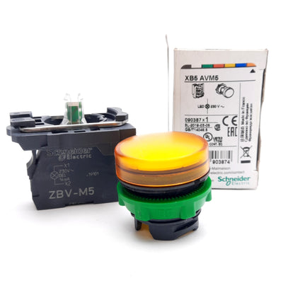 New Schneider Electric XB5AVM5 Harmony XB5 Pilot Light, Orange, LED, ø22mm, 230VAC