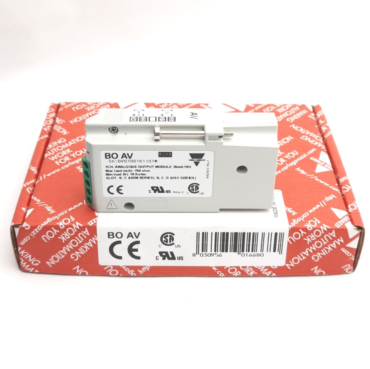 New Carlo Gavazzi BO AV Analog Output Module For Panel Meters, 0-20mA/0-10VDC I/O