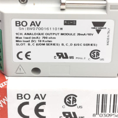 New Carlo Gavazzi BO AV Analog Output Module For Panel Meters, 0-20mA/0-10VDC I/O