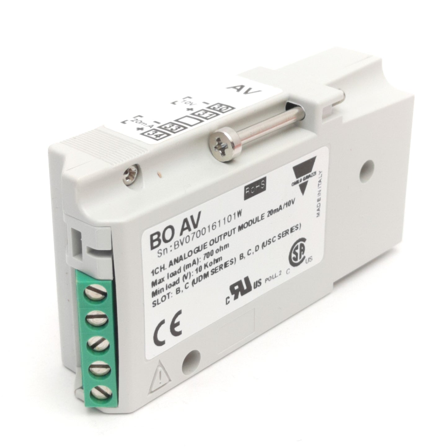 New Carlo Gavazzi BO AV Analog Output Module For Panel Meters, 0-20mA/0-10VDC I/O