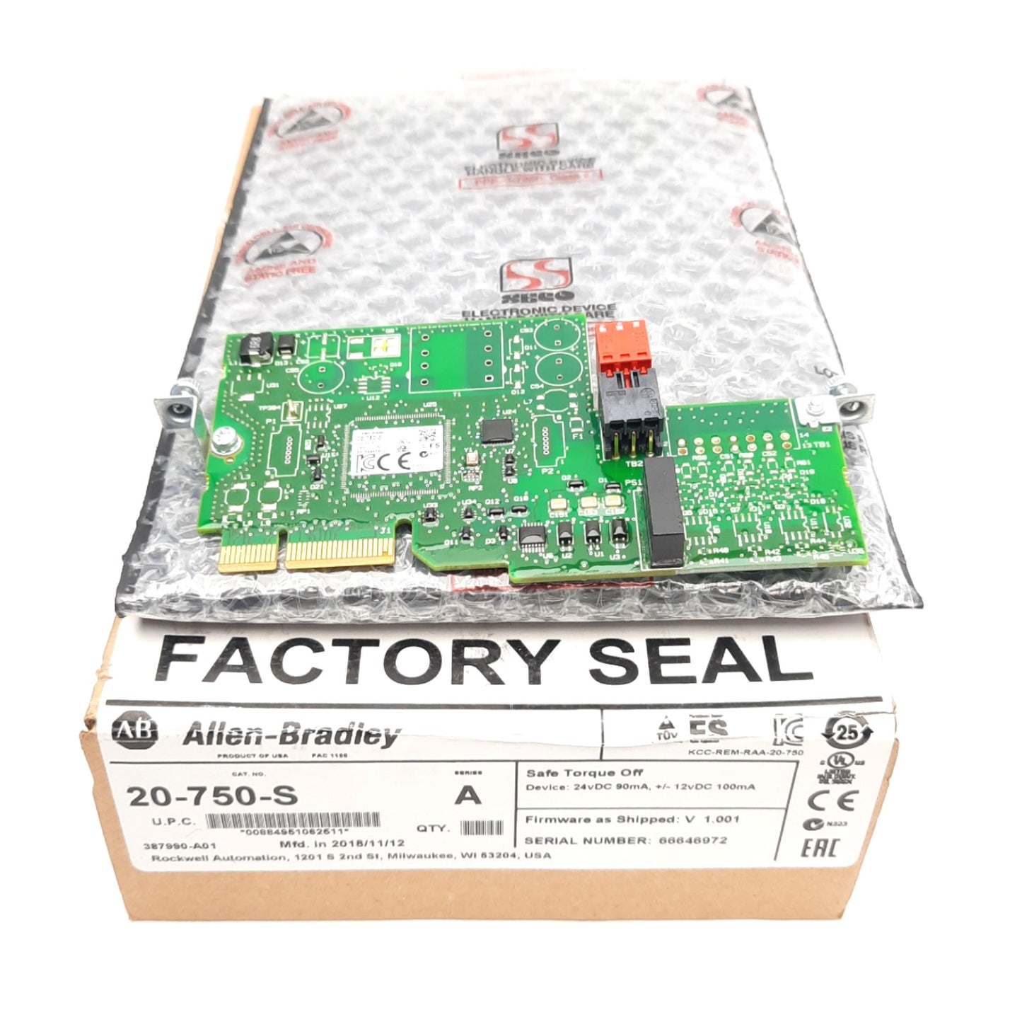 New – Open box Allen Bradley 20-750-S PowerFlex Saftey Torque Off Module FW: V1.001, 24VDC 90mA