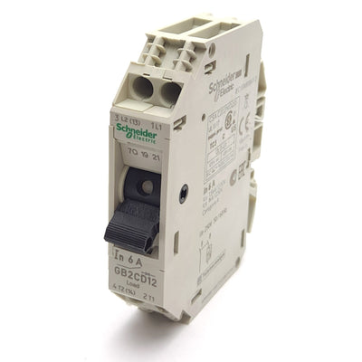 New – Open box Schneider Electric GB2CD12 Thermal Magnetic Circuit Breaker, 1P+N, 6A Rating