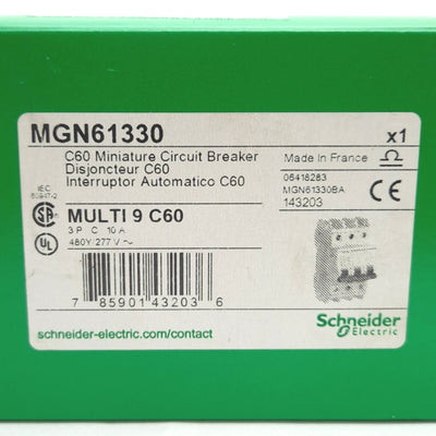 New – Open box Schneider Electric MGN61330 Miniature Circuit Breaker, 3-Pole, 277VAC 10A