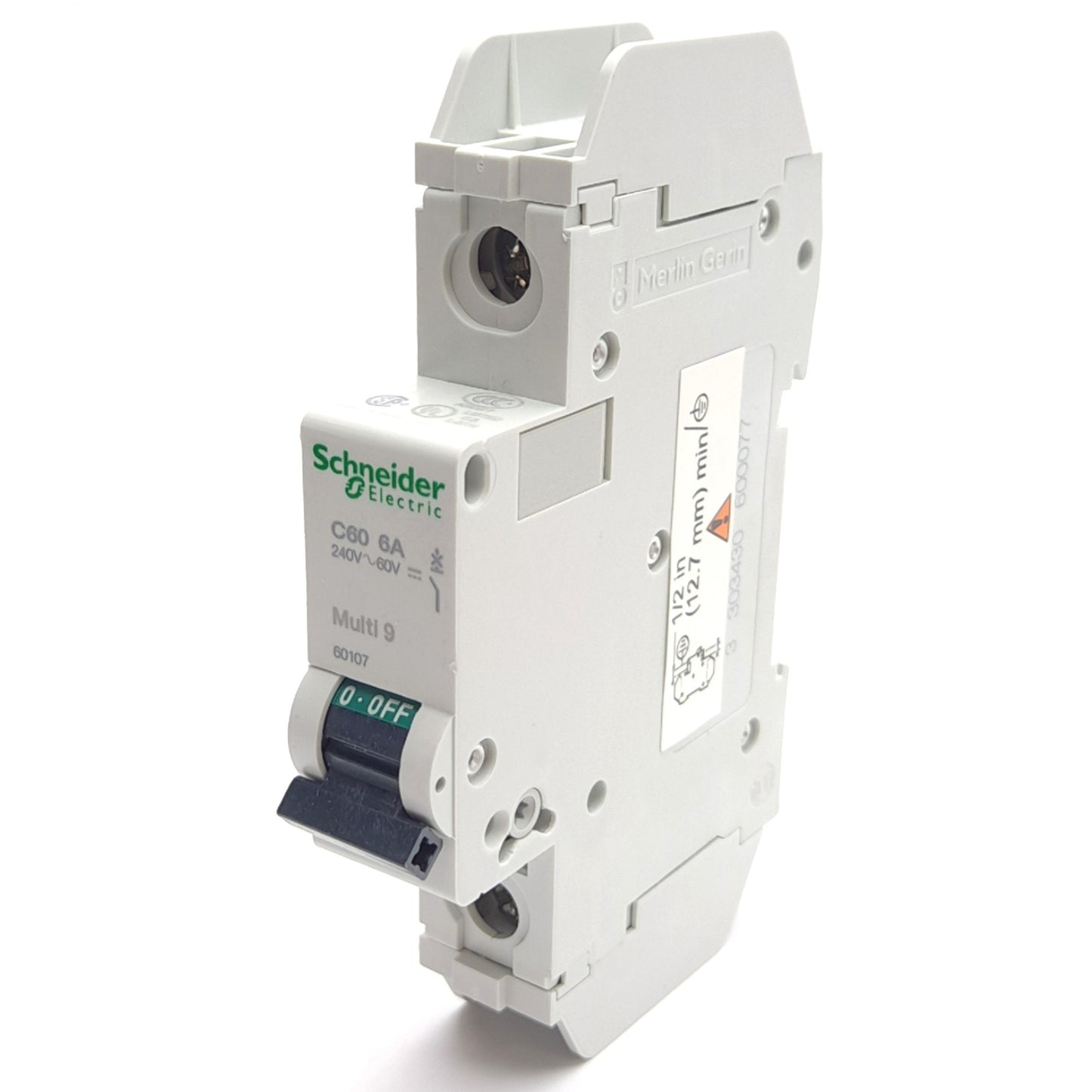 New – Open box Schneider Electric 60107 Miniature Circuit Breaker, 1-Pole, 240VAC/60VDC 6A