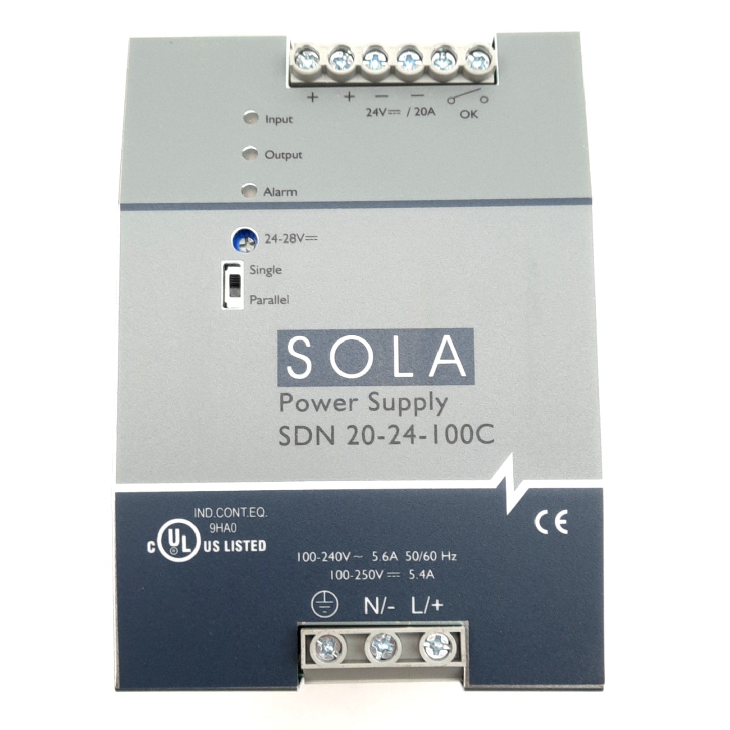 New Emerson SDN 20-24-100C Sola Power Supply, 100-240VAC or 100-250VDC IN, 24VDC OUT