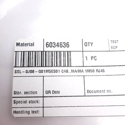 New SICK SSL-0J08-G01M5ES01 Gigabit Ethernet Cable, RJ45 Male, Cat6a, 10Gbp/s, 1.5m