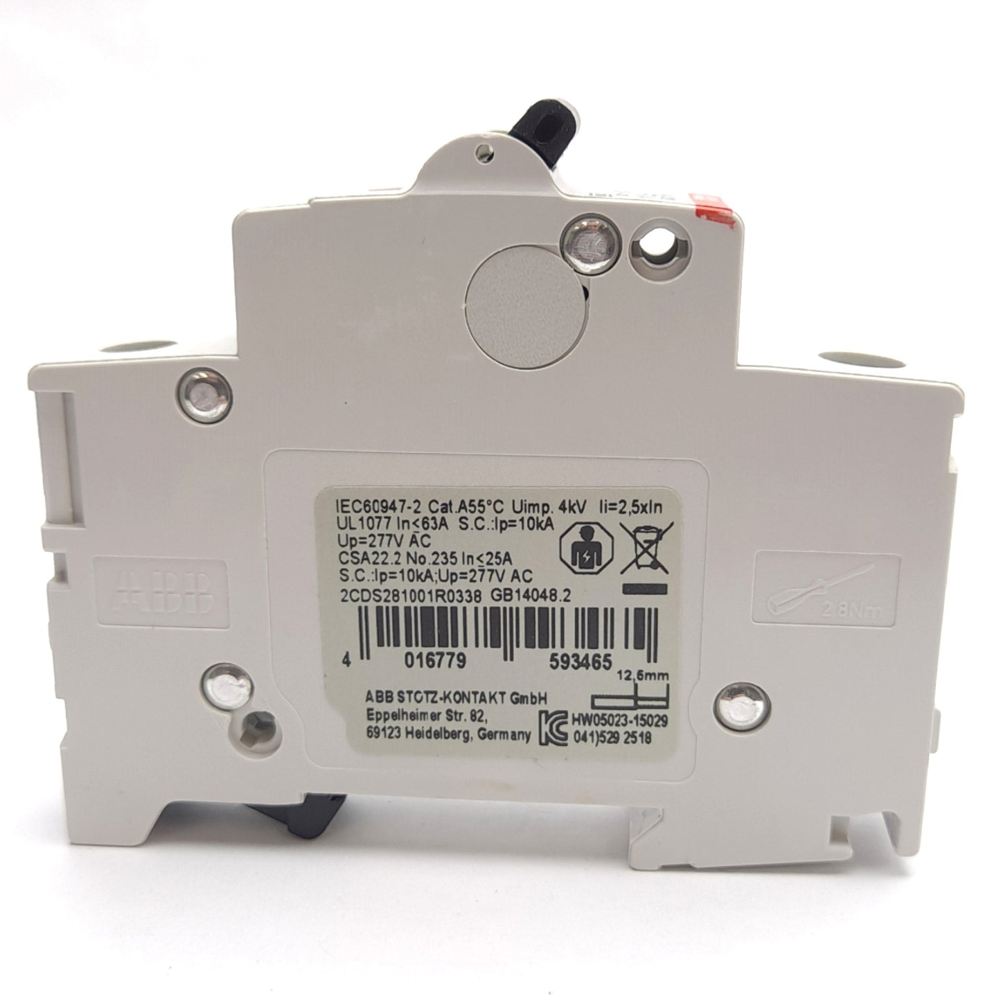 New – Open box ABB S201P-Z4 Miniature Circuit Breaker, 1-Pole, 277VAC 4A Rating, Z Curve