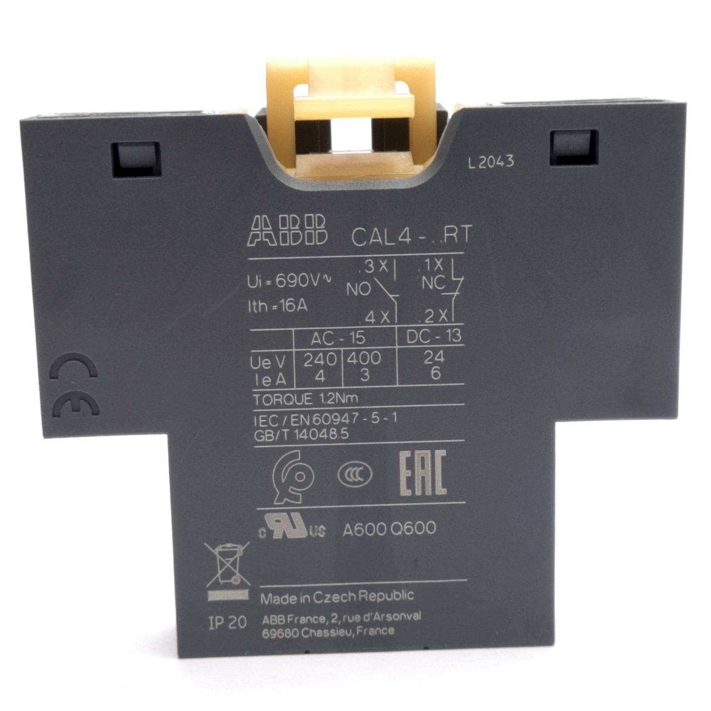 New ABB CAL4-11RT Auxiliary Contact Block, 2-Pole, 1NO+1NC, 690V, For AF09-AF38