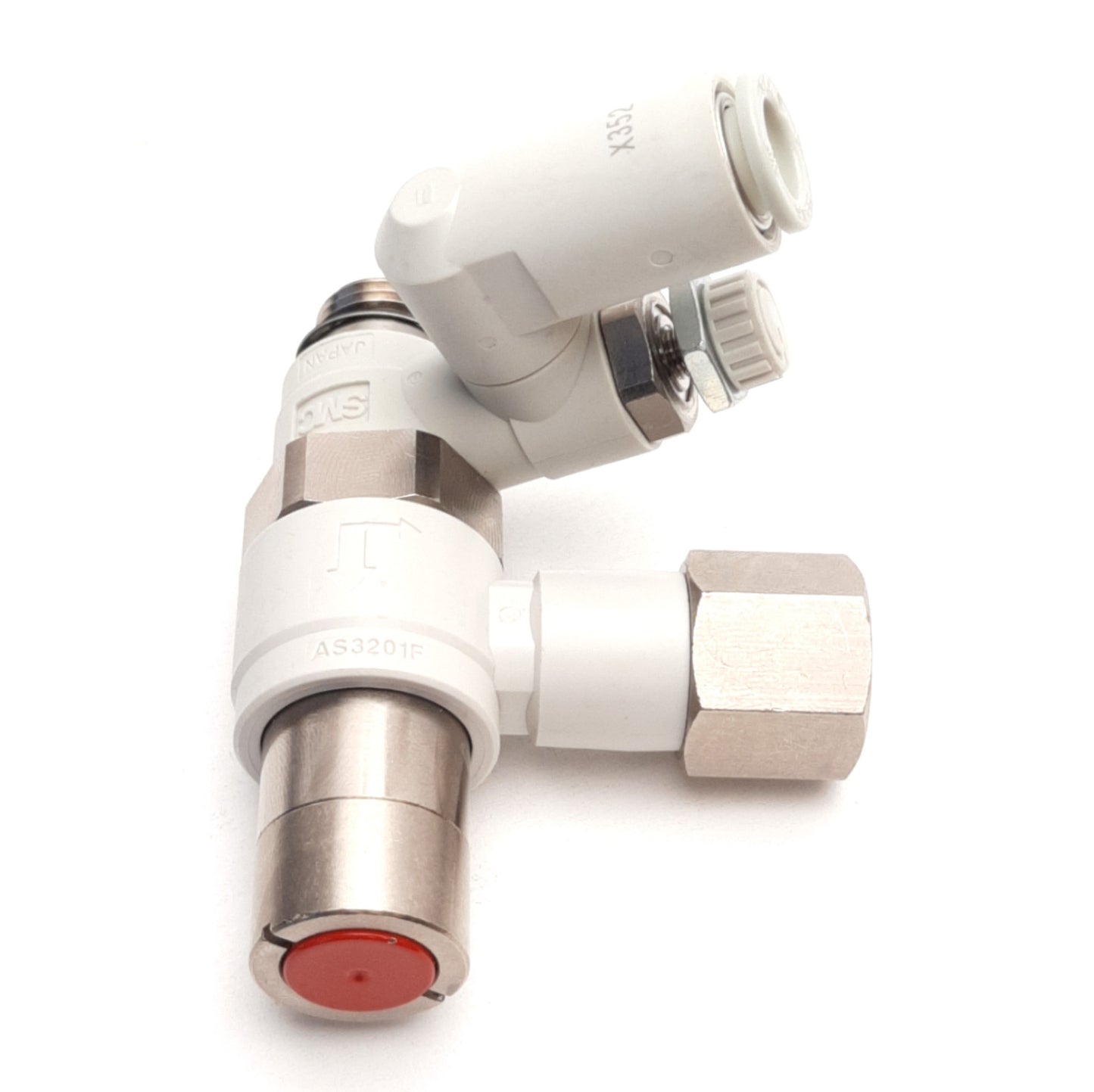 Used SMC ASP430F-U02-08-X352 Speed Control w/ Check Valve, 8mm Tube to 1/4" G Thread