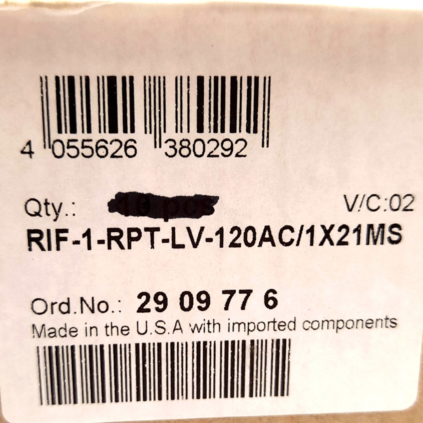 New – Open box Lot of 2 Phoenix Contact RIF-1-RPT-LV-120AC/1X21MS Relay Module, 120VAC Coil