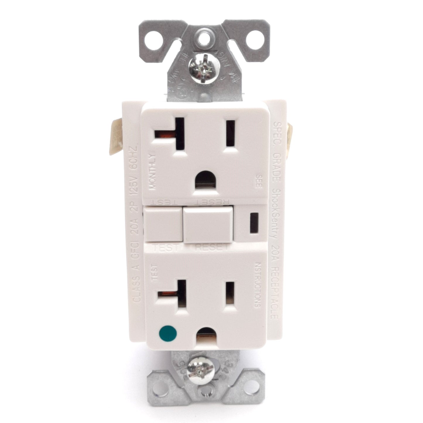 New Cooper VGFH20W Hospital Grade GFCI Receptacle, White, 20A 125VAC, NEMA 5-20R