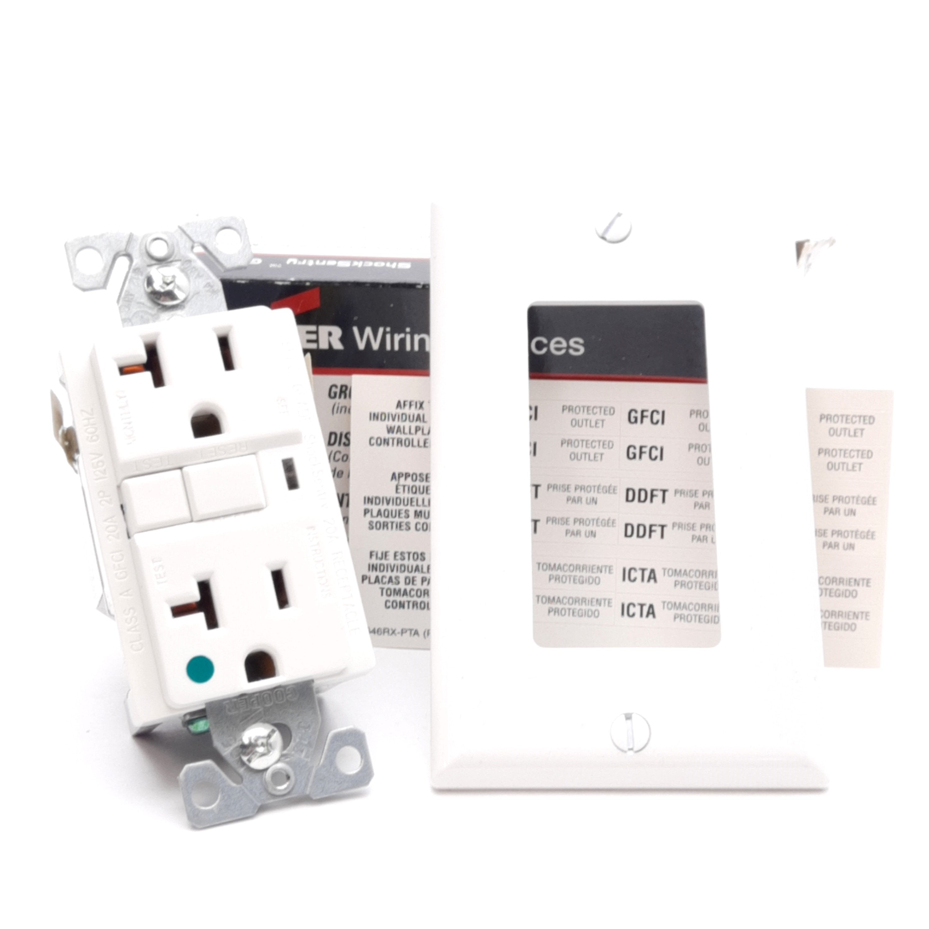 Cooper VGFH20W Hospital Grade GFCI Receptacle, White, 20A