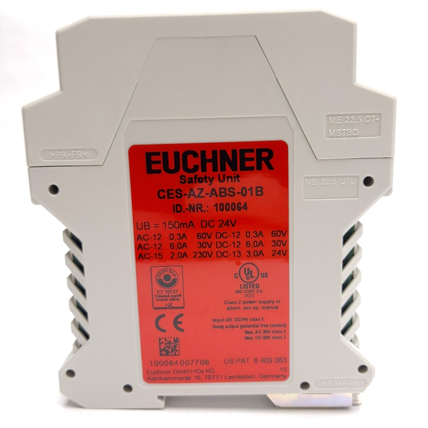 New Euchner CES-AZ-ABS-01B Evaluation Unit Safety Relay, 24VDC 150mA, 2x N.O.