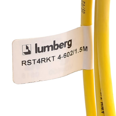 New – Open box Lot of 2 Lumberg Automation RST 4-RKT 4-602/1.5M Cable, M12 4-Pin M/F, 1.5m