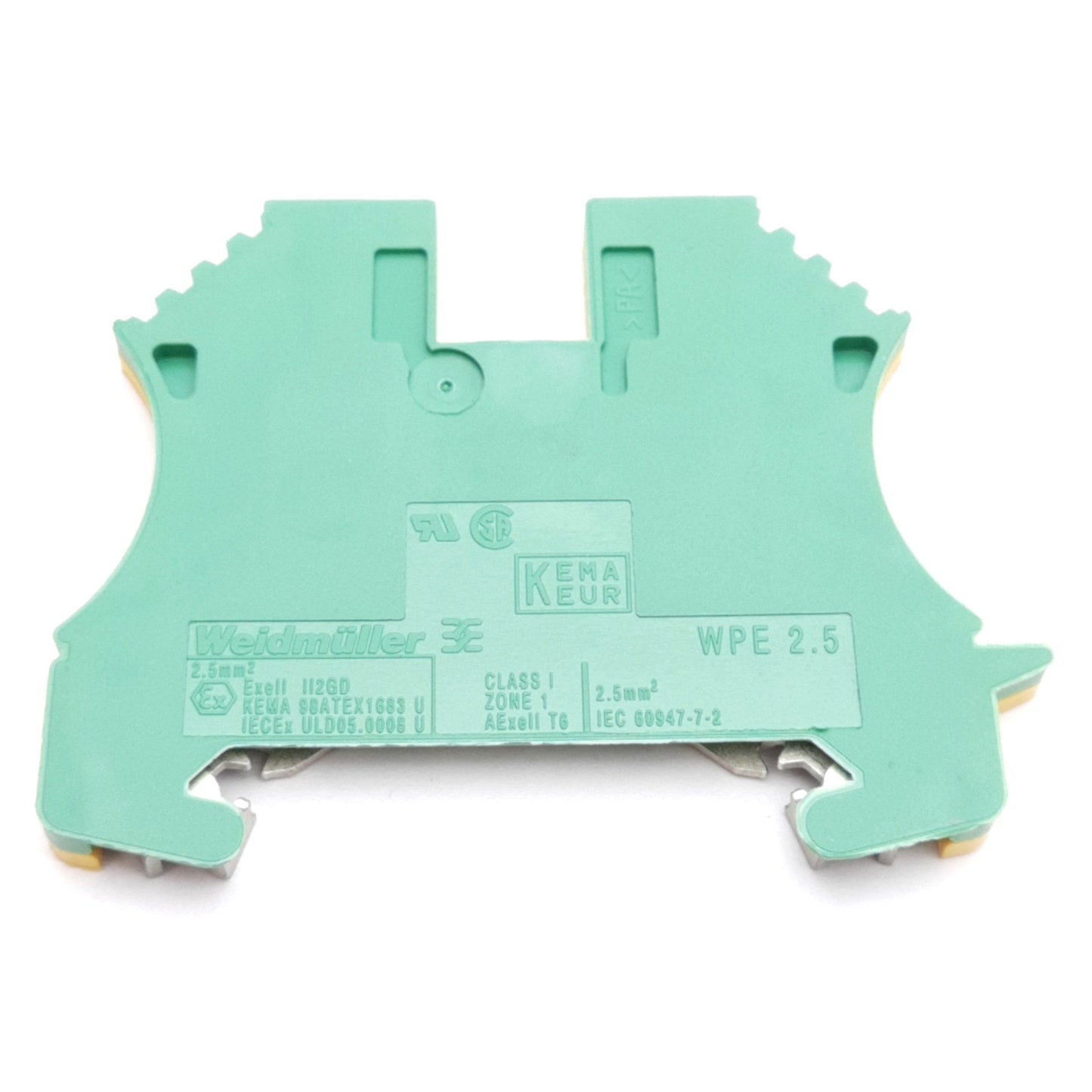 Used Lot of 10 Weidmuller WPE 2.5 Ground Terminal Block, Single Level, DIN Rail