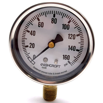 Used Ashcroft 63 1008 A 02L 160# Pressure Gauge, ø63mm, 0-160psi, 1/4in NPT